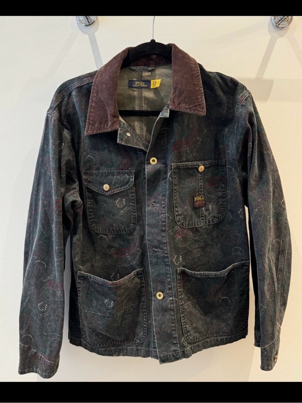 Polo Ralph Lauren (Small)Paisley Gold-Button Canvas Chore Coat.
